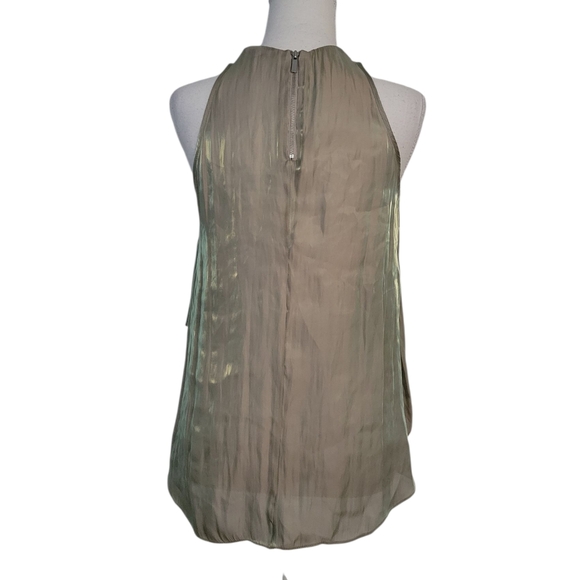 SALE Elizabeth And James Metallic Shimmer Ruffled Tank Top Gold & Tan XS - Picture 4 of 5